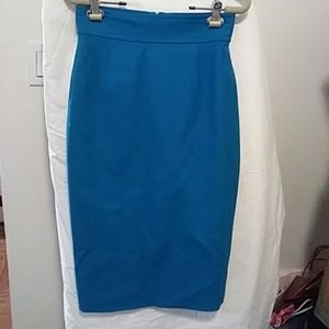 FERAUD TEAL COLOUR STRAIGHT LINED SKIRT,  4